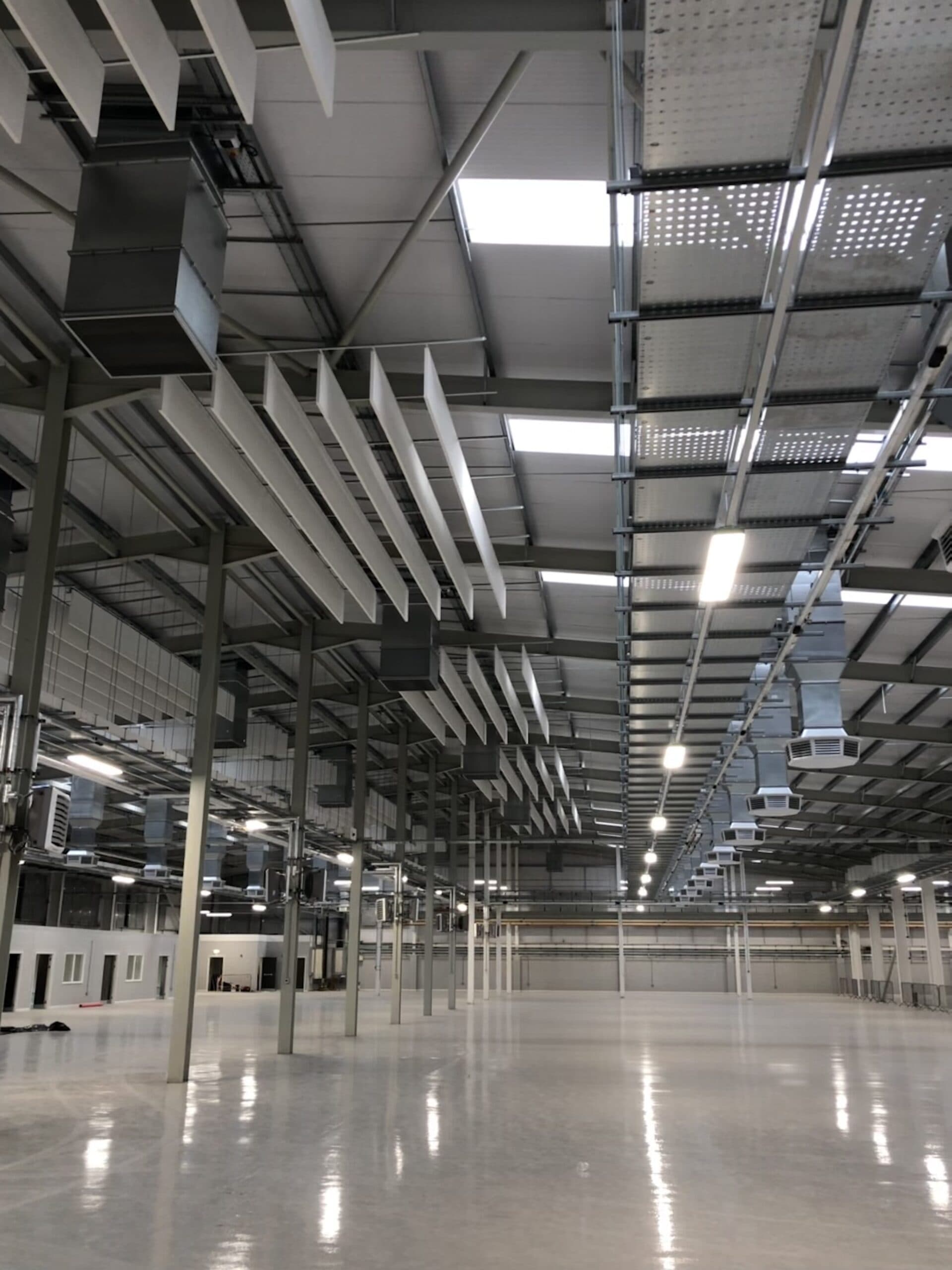 Glenair Mansfield industrial fit-out acoustic baffles